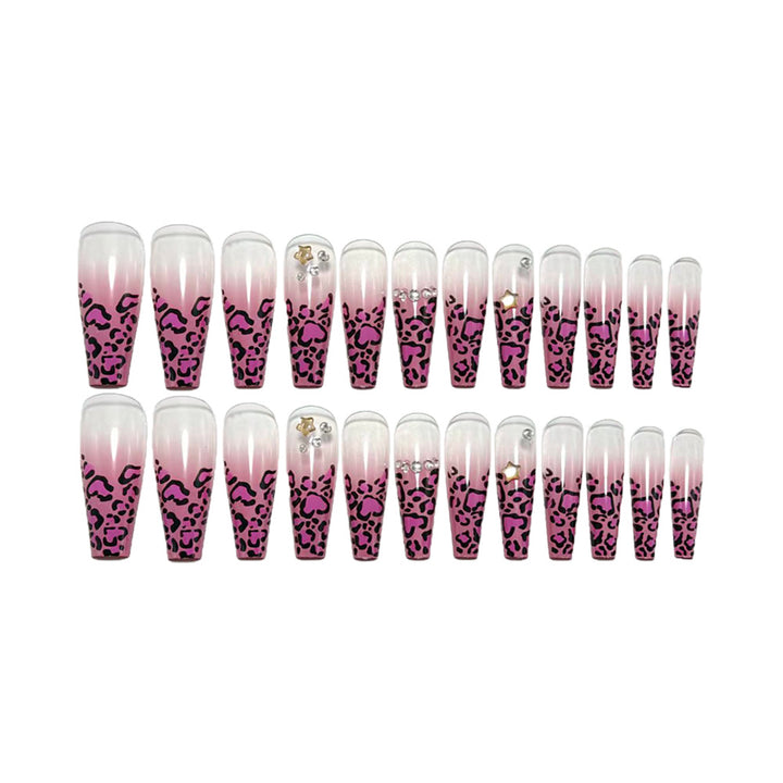 Artificial nails with leopard pattern and rhinestone details Stornfield