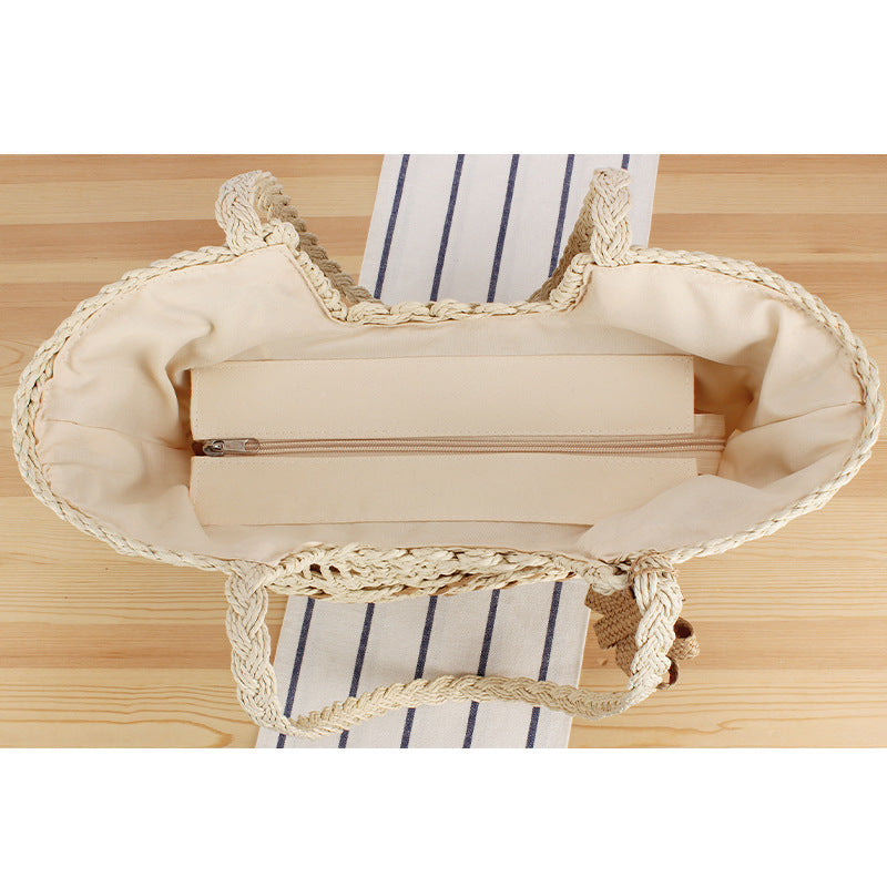 Elegant Beach Bag with Handwoven Basket Pattern Stornfield