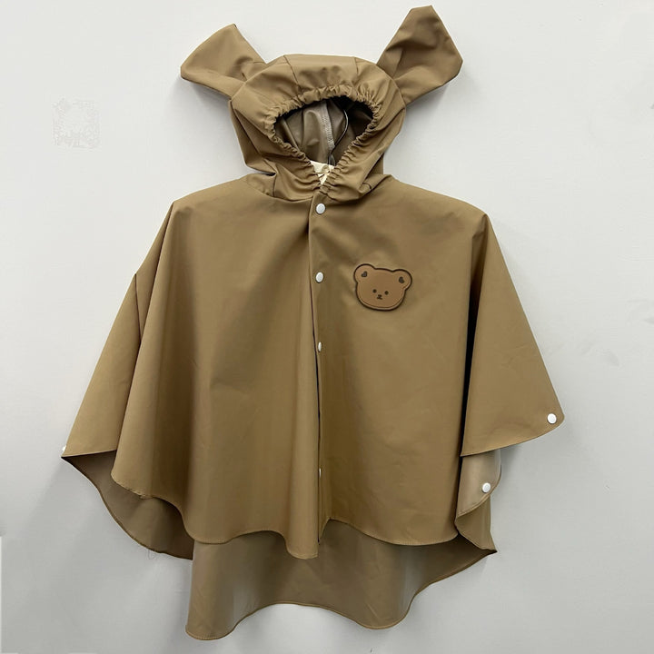 Kids Waterproof Hooded Rain Poncho with Bunny Ear Hood and Snap Front
