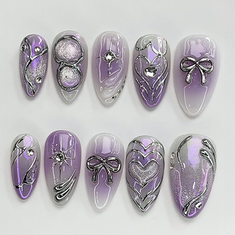 Artistic Press-On Nail Set with Elegant Floral Designs Stornfield