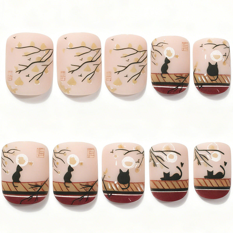 Artistic Cat-Themed Acrylic Nail Art Set Stornfield