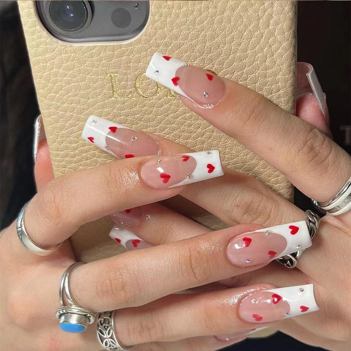 Stylish Heart-Themed Nail Art Extensions