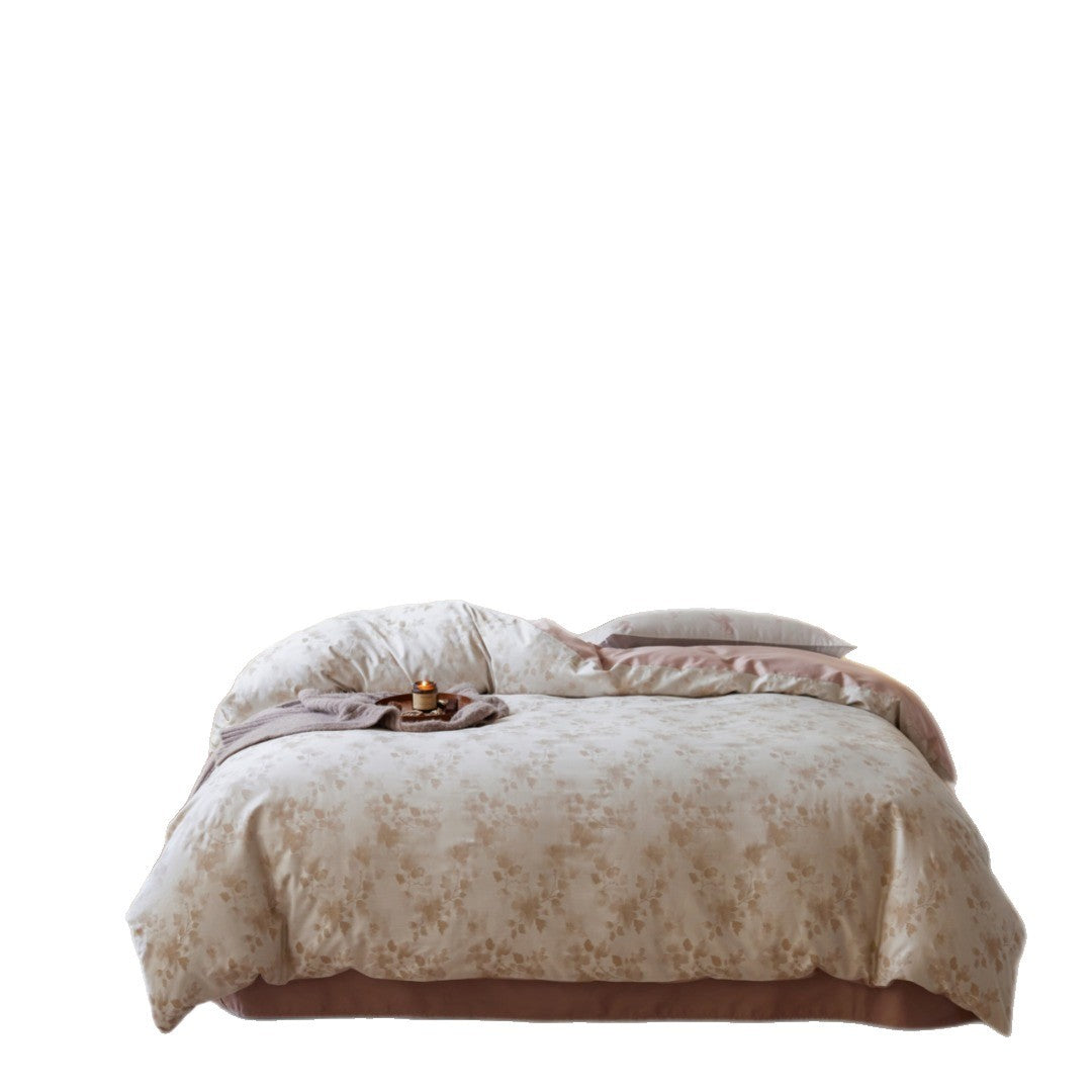 Luxurious cotton satin bedding set with fine jacquard pattern