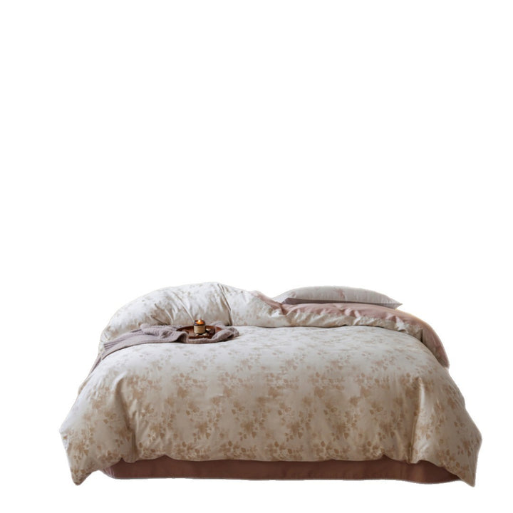 Luxurious cotton satin bedding set with fine jacquard pattern
