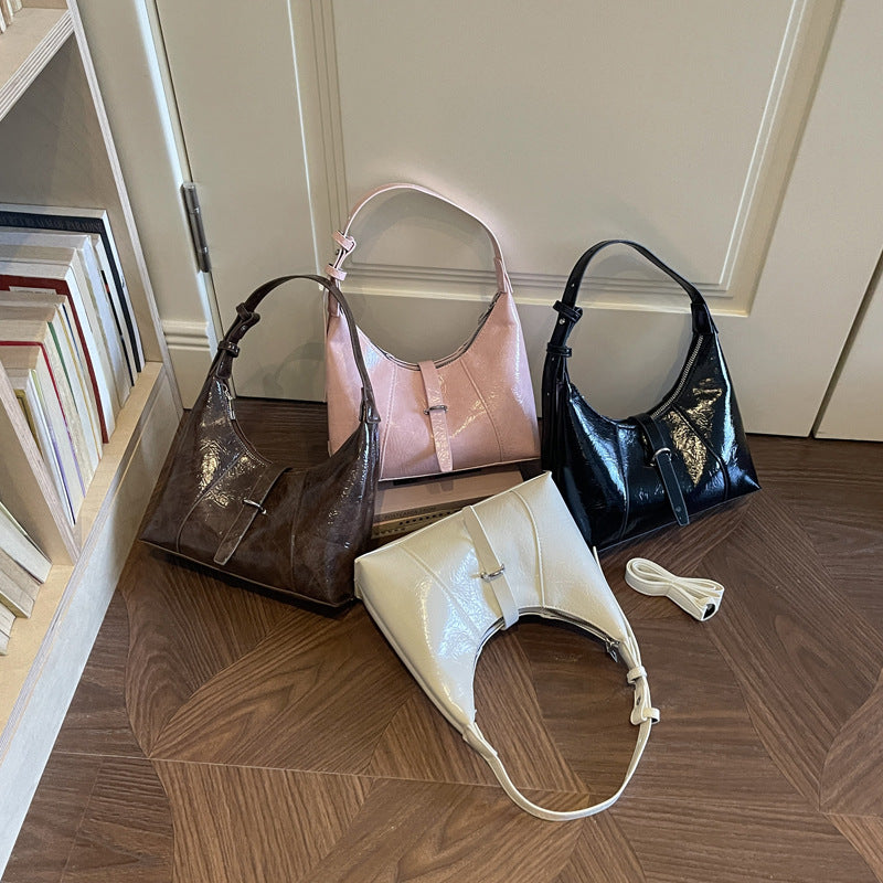 Sleek Patent Leather Hobo Bag
