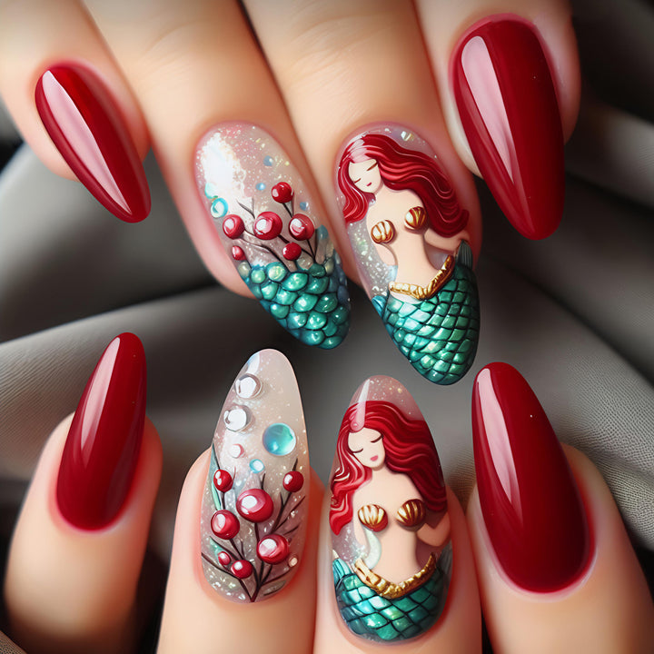 Mermaid motif artificial nails Stornfield