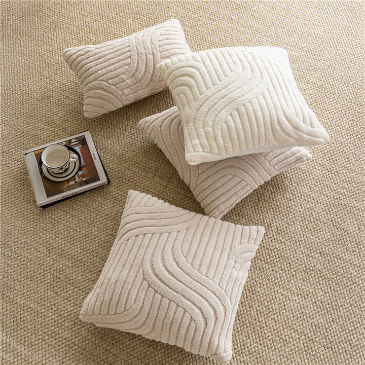 Decorative Rectangular Bouclé Textured Lumbar Throw Pillow