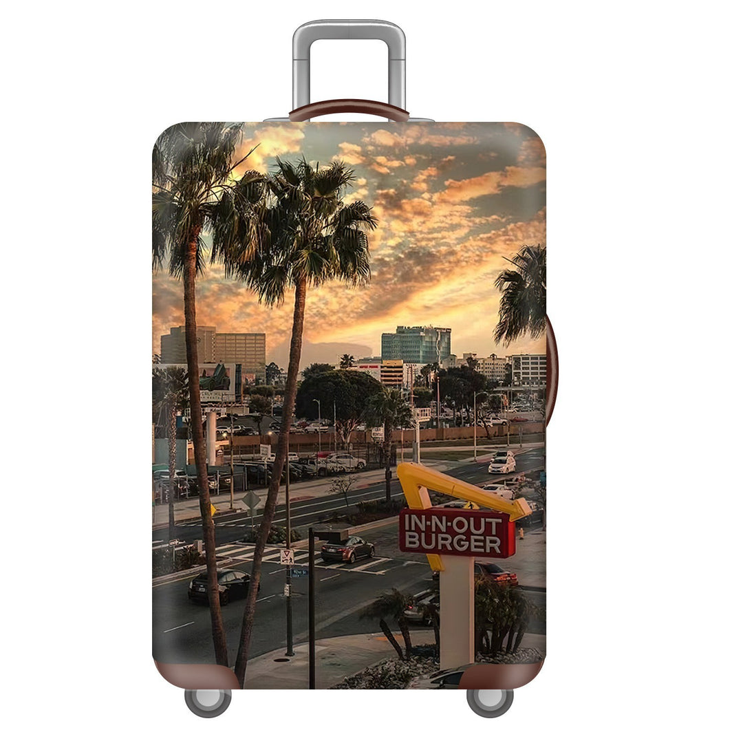 Unisex nan hard shell suitcase trolley with large landscape motif print and multidirectional wheels Stornfield