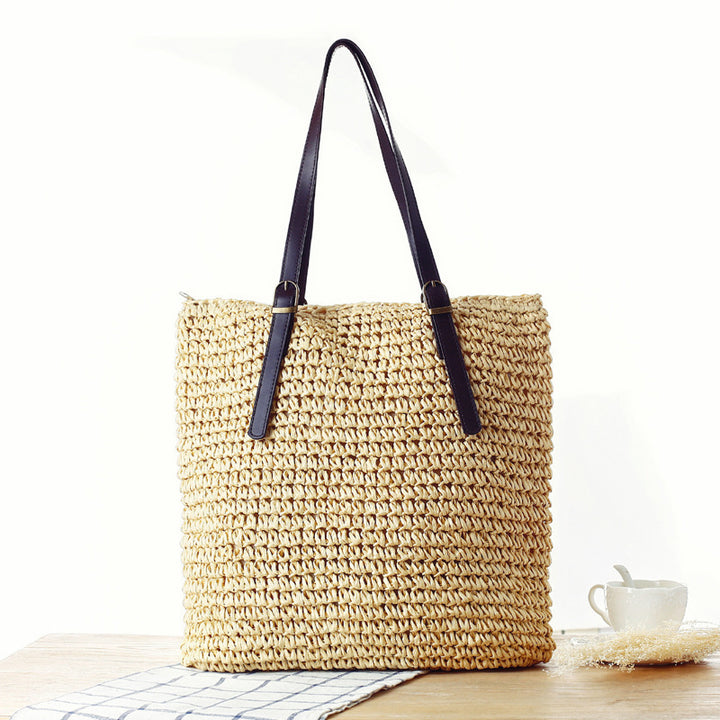 Braided Beach Bag with Sturdy Leather Handles Stornfield