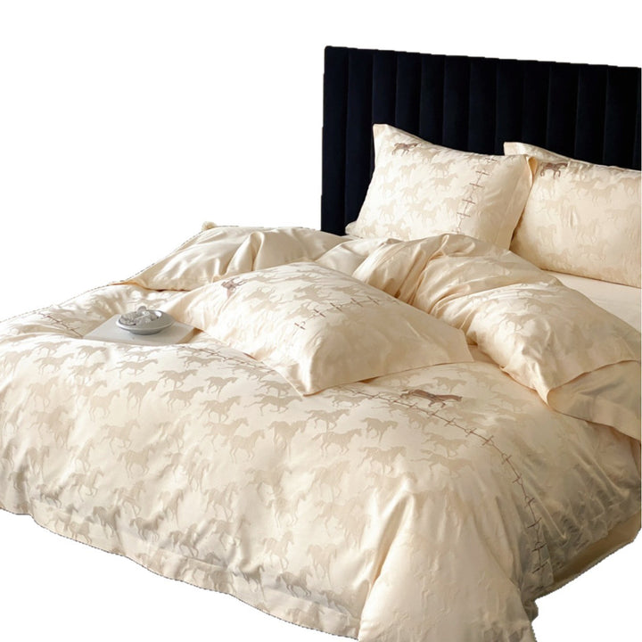 Horse Jacquard Cotton Sateen Duvet Cover Bedding Set