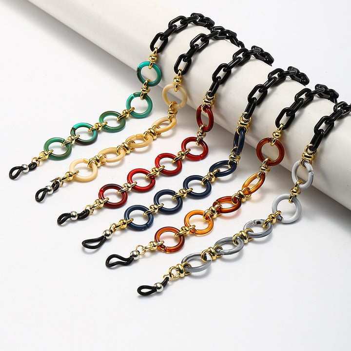 Fashionable Square Frame Glasses with Decorative Chain Stornfield
