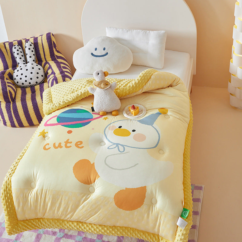 soft quilted baby cuddly blanket for crib with minky border
