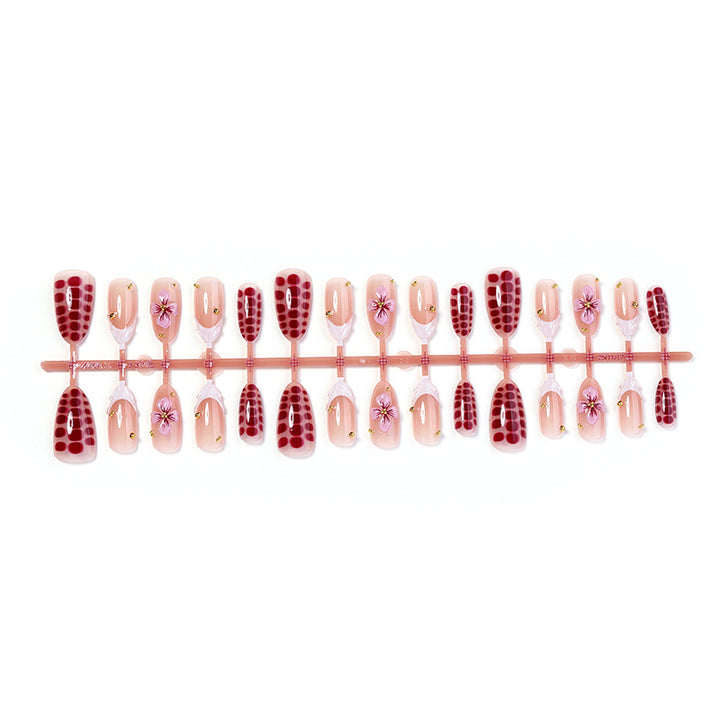 Artistic Press-On Nail Set with Floral and Leopard Designs Stornfield