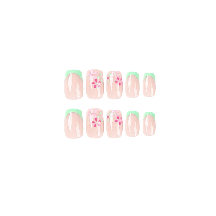 Artificial nails with floral accents and neon tips Stornfield
