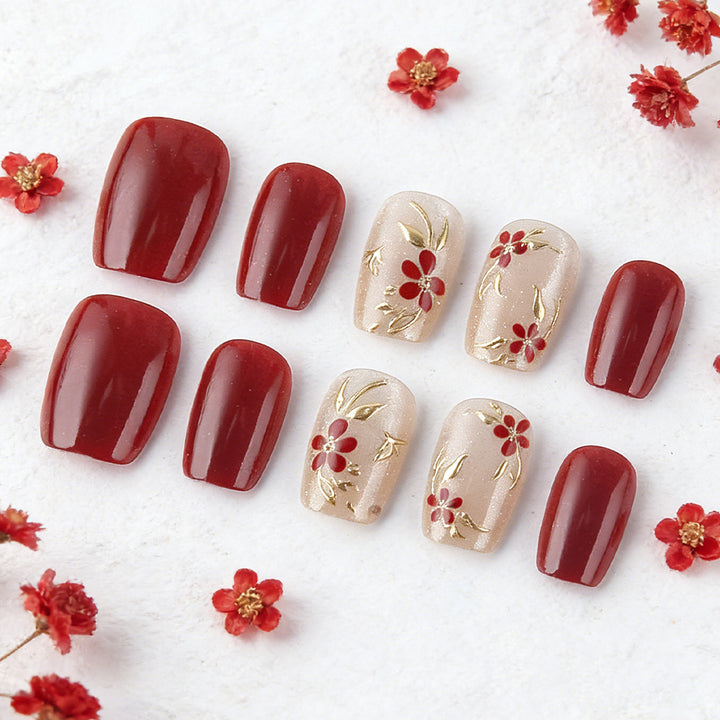 Elegant Floral Press-On Nail Set Stornfield