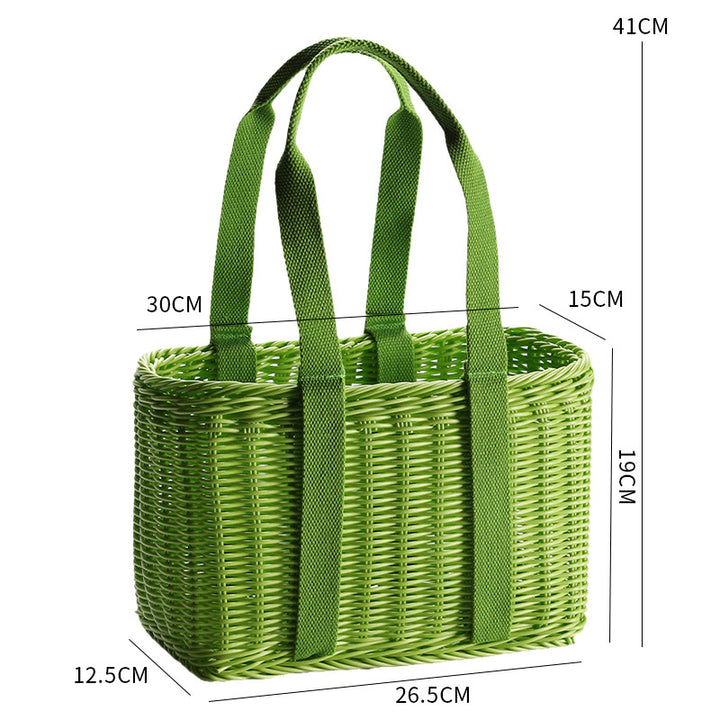 Unisex Robust braided shopping basket with comfortable fabric handles Stornfield
