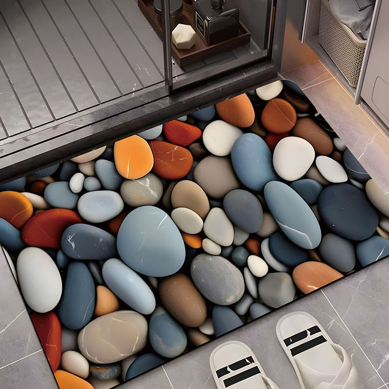 Artistic 3D Gemstone-Themed Bath Mat