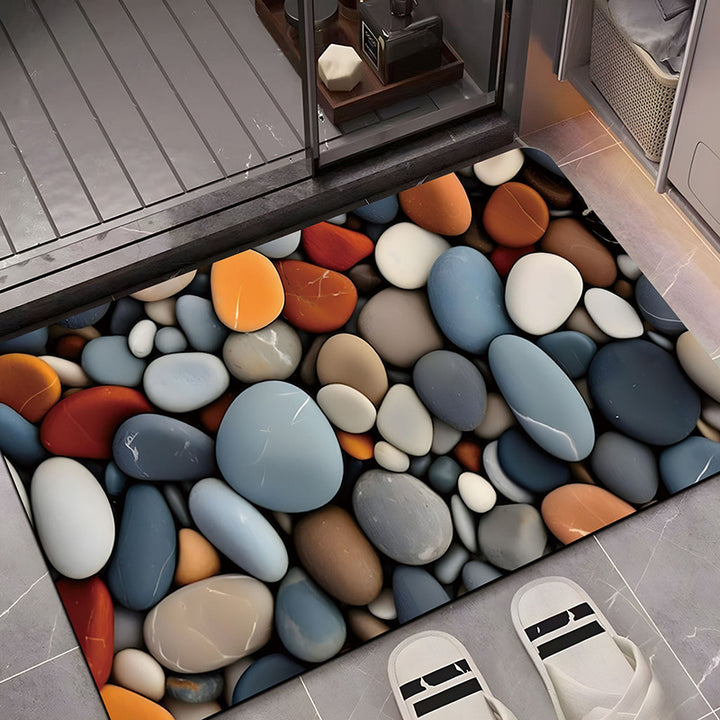 Artistic 3D Gemstone-Themed Bath Mat