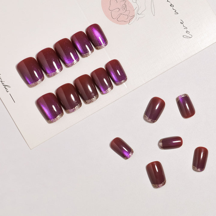 Artistic Press-On Nail Set with Glossy Ombre Finish Stornfield