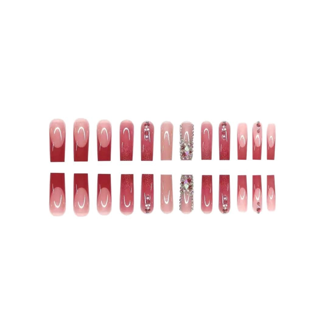 Decorative 3D Press-On Nail Art with Gemstone Accents Stornfield 1788434622