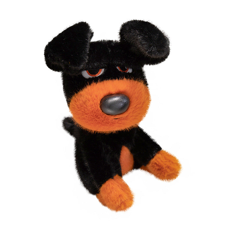 Sitting Character Plush Dog with Contrasting Faux-Fur Muzzle and Half-Lidded Expression Stornfield