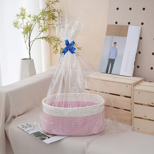Natural storage basket with ribbons Stornfield