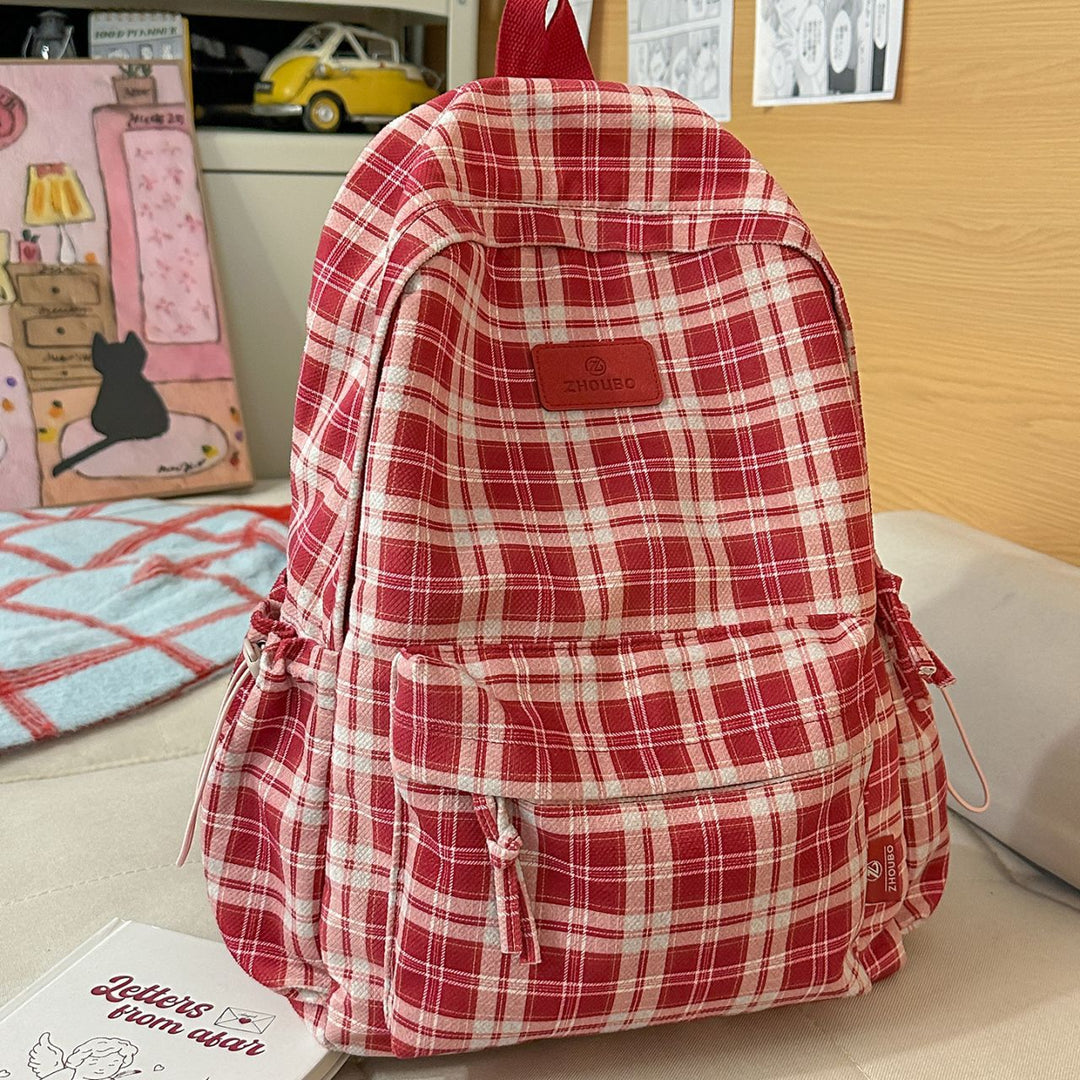 Stylish Plaid Patterned Backpack Stornfield
