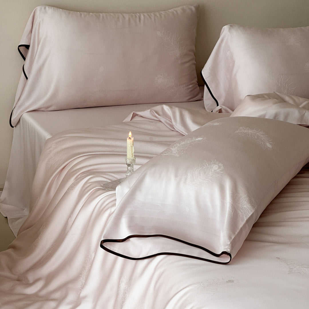 Luxurious silky bedding set with butterfly jacquard
