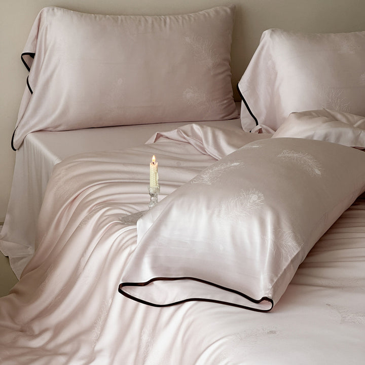 Luxurious silky bedding set with butterfly jacquard
