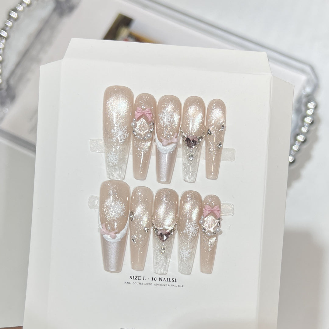Decorative Stiletto Press-On Nail Set with Rhinestone and Glitter Accents Stornfield