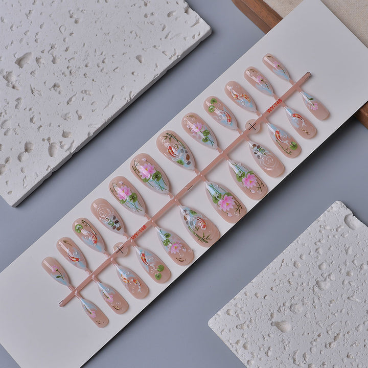 Artistic Floral Press-On Nail Set Stornfield