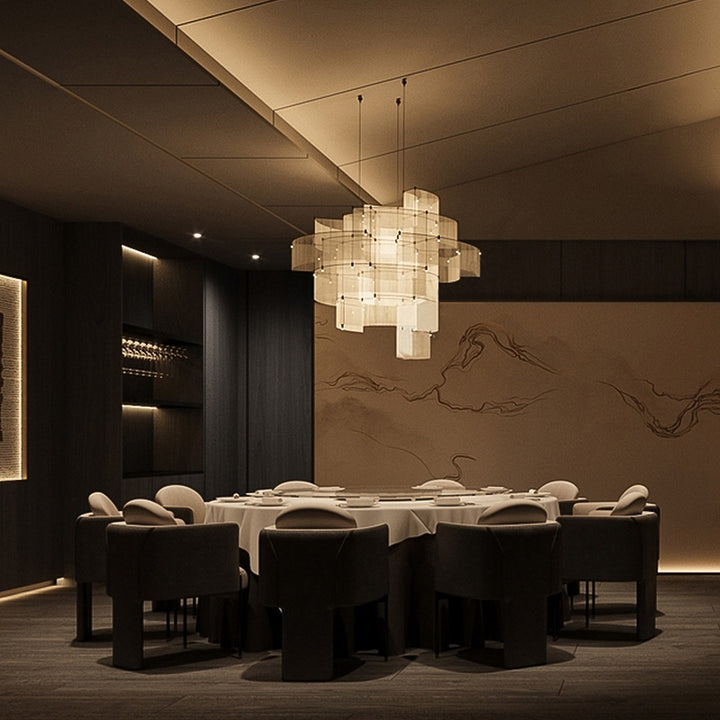 Modern Multi-Layered Glass Pendant Chandelier