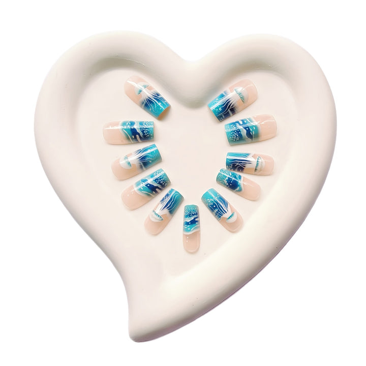 Artificial nails with transparent jellyfish design Stornfield