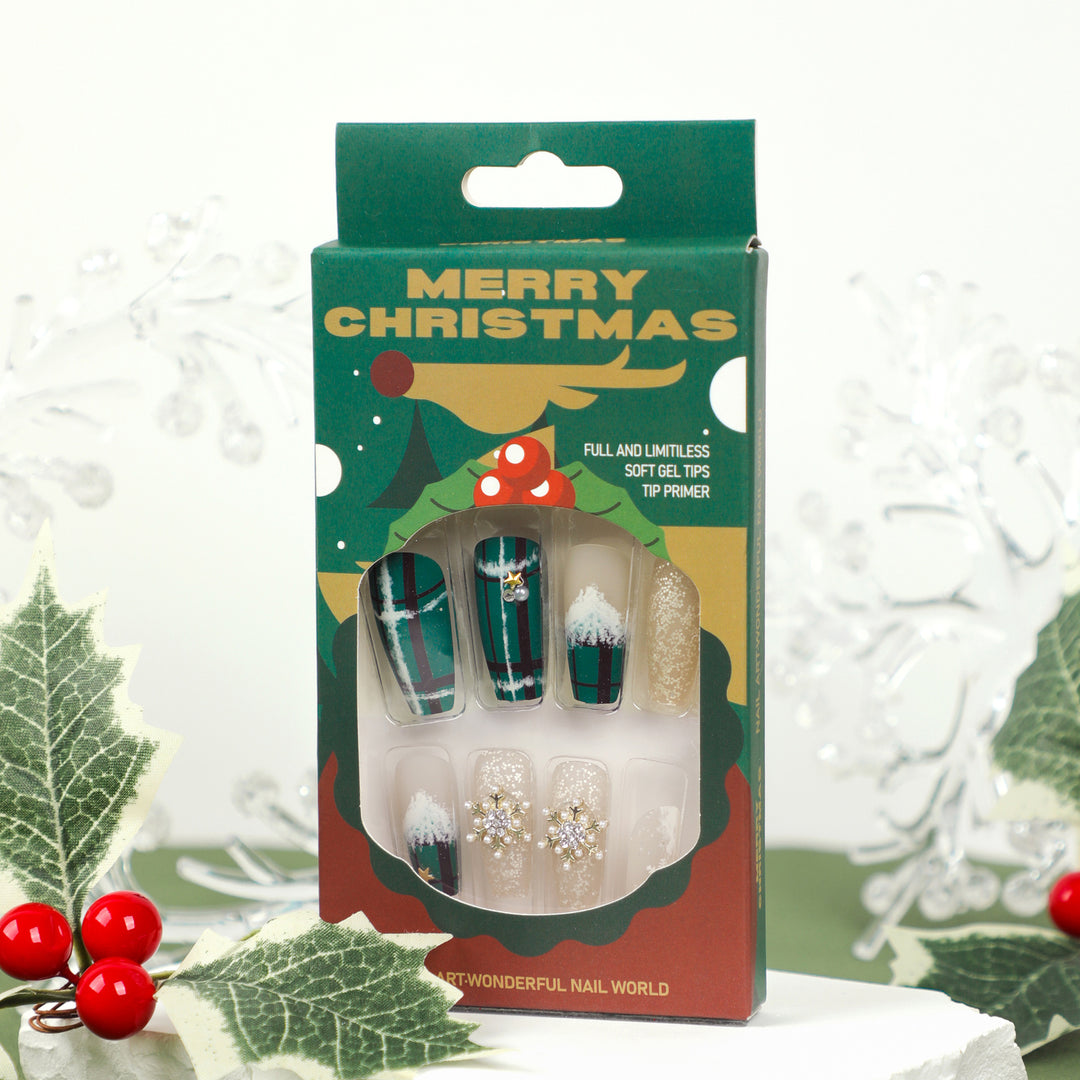 Artistic Nail Extensions with Festive Christmas Design Stornfield