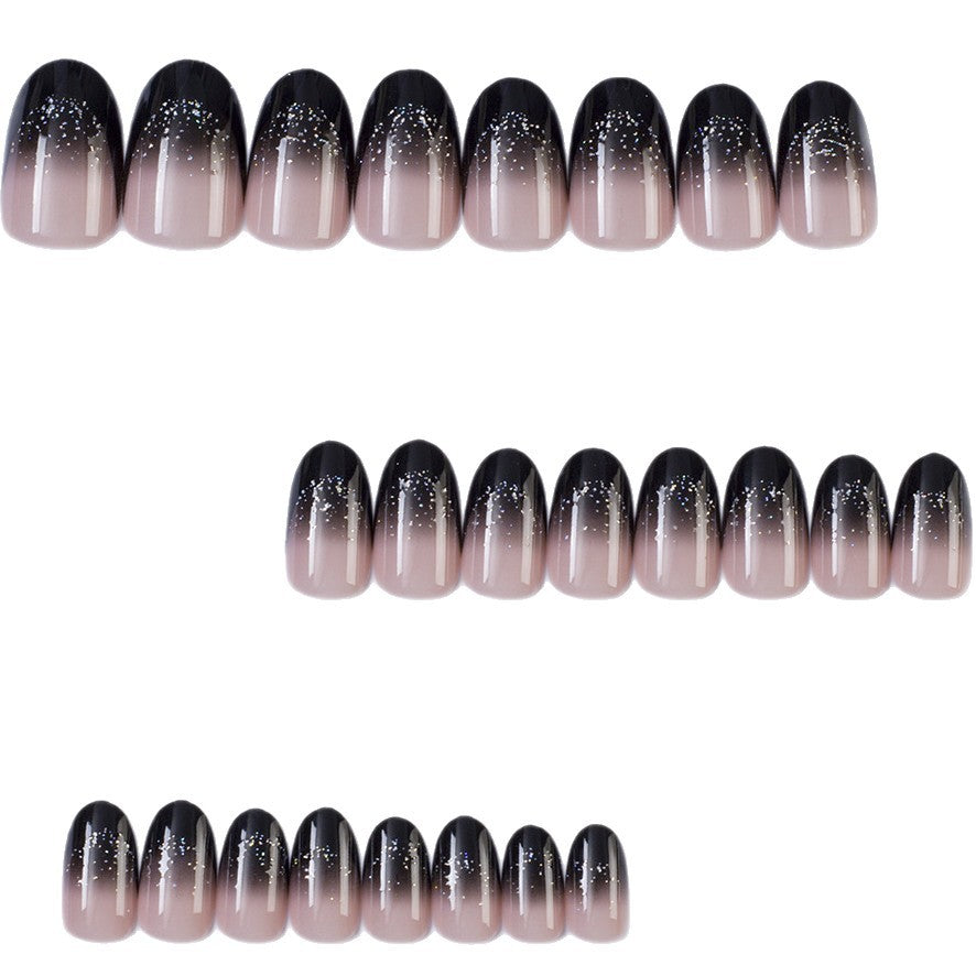 Artificial nails with elegant ombre design and sparkling accents Stornfield