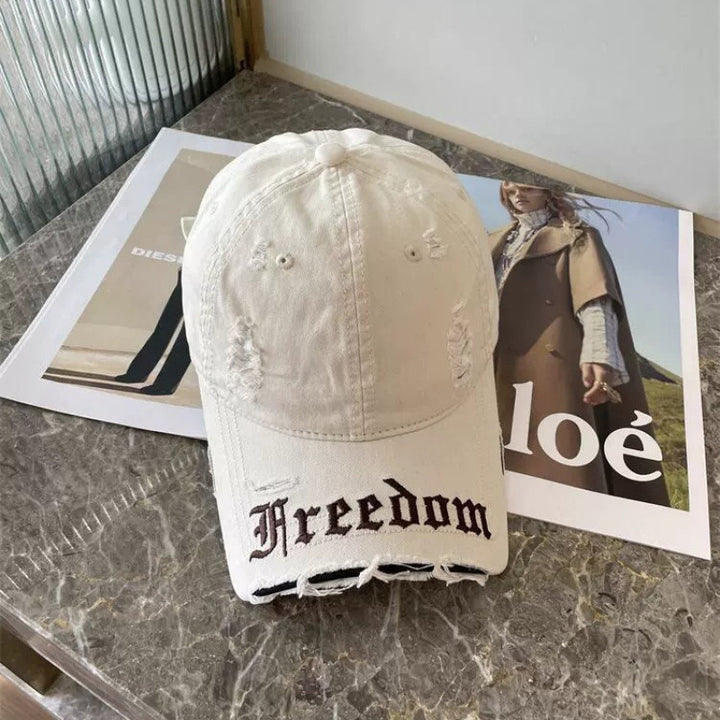 Women's Distressed Freedom Embroidered Baseball Cap Stornfield