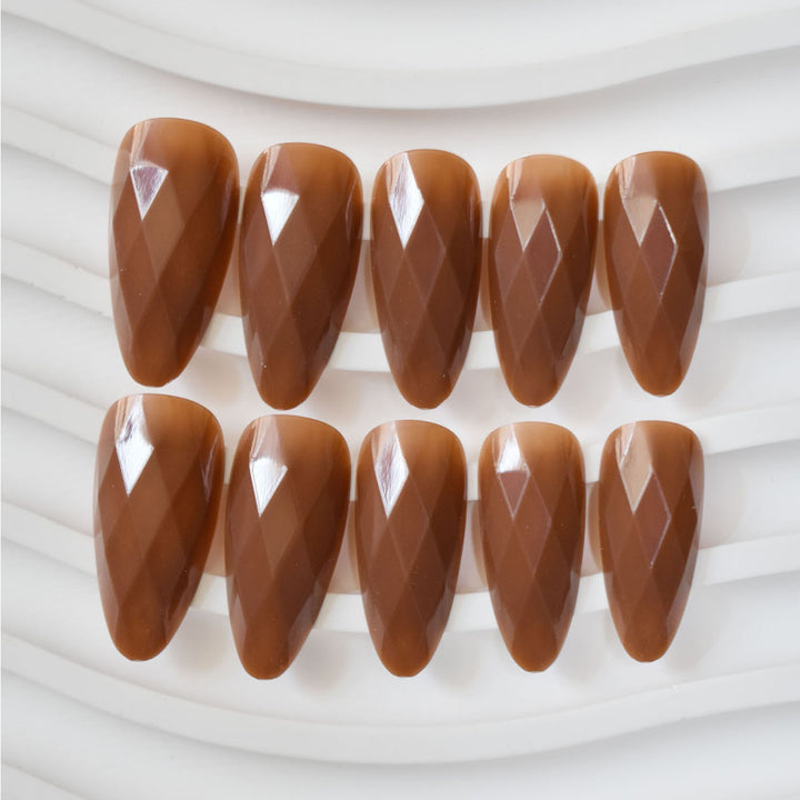 Premium Glossy Diamond-Shaped Press-On Nails Stornfield