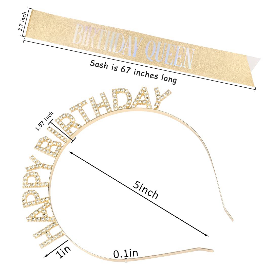Ladies Glittering Headband with "Happy Birthday" Inscription Stornfield