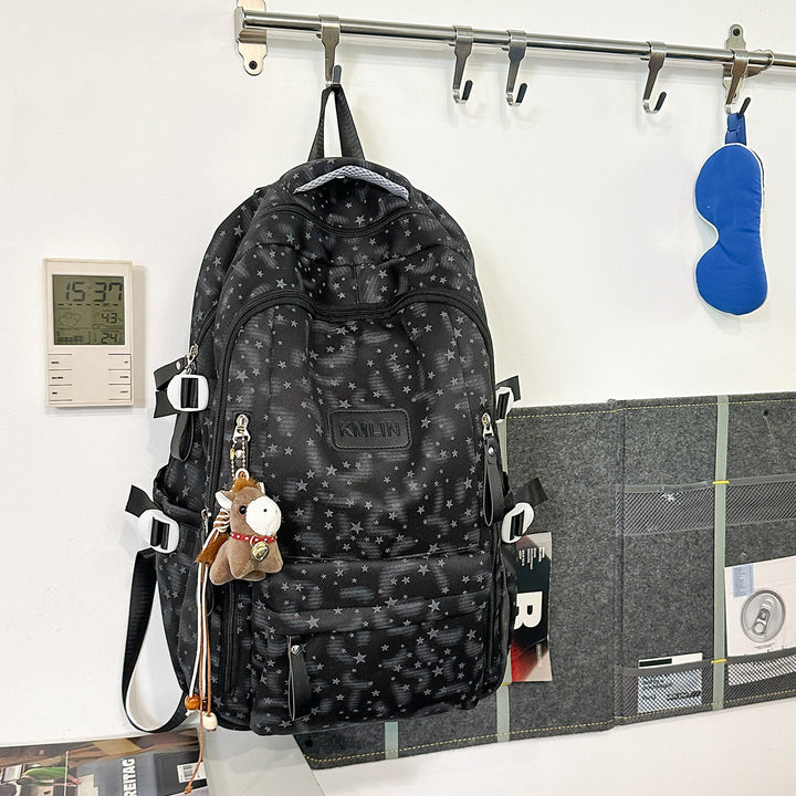 Stylish Multi-Pocket Star-Embellished Backpack Stornfield