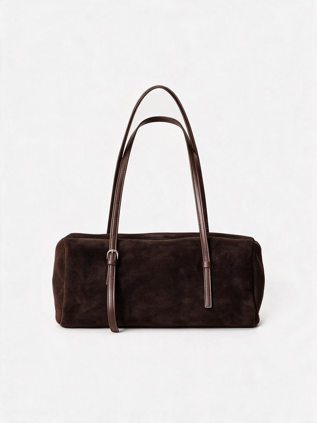 Long-Strap Suede Box Tote Bag