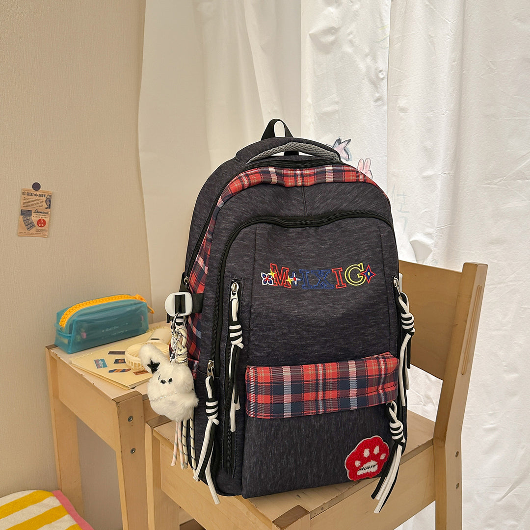 Playful Plaid Print Backpack Stornfield