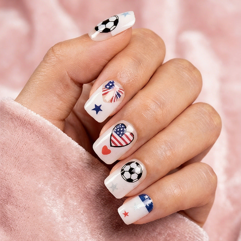 Artificial nail set with creative football and heart designs Stornfield