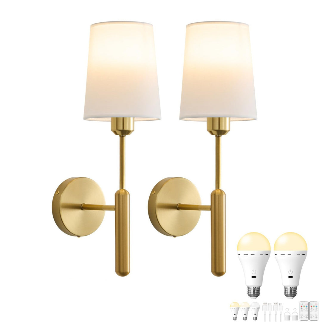 Adjustable Fabric Two-Arm Wall Light Fixture