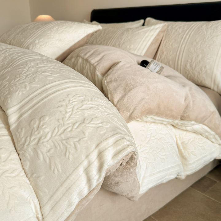 Luxury Embossed Plush Duvet and Pillow Set
