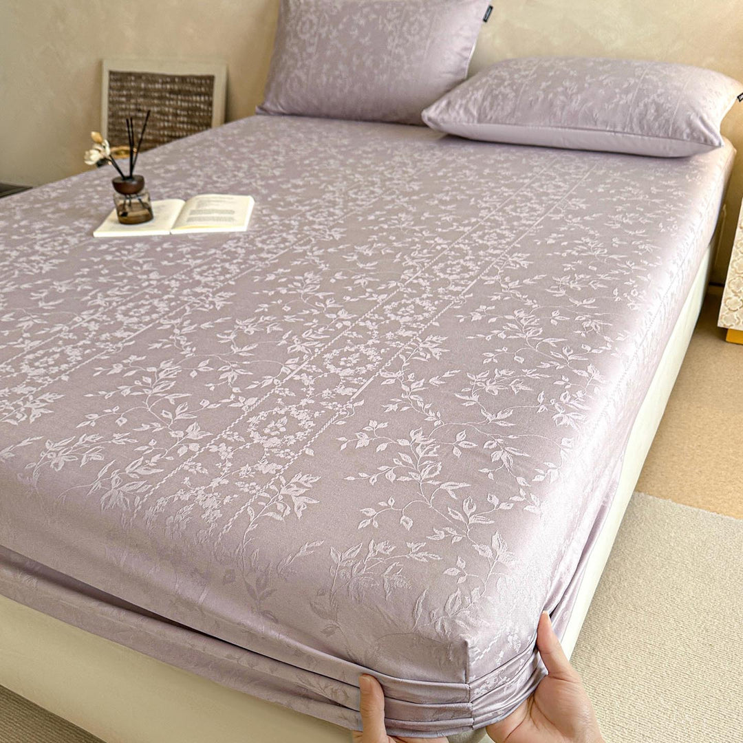 Deep-Pocket Stretch Velvet-Texture Fitted Sheet with All-Around Elastic Skirt