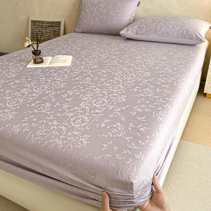 Deep-Pocket Stretch Velvet-Texture Fitted Sheet with All-Around Elastic Skirt