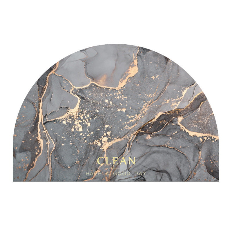 Half-Moon Marble-Pattern Bath Mat