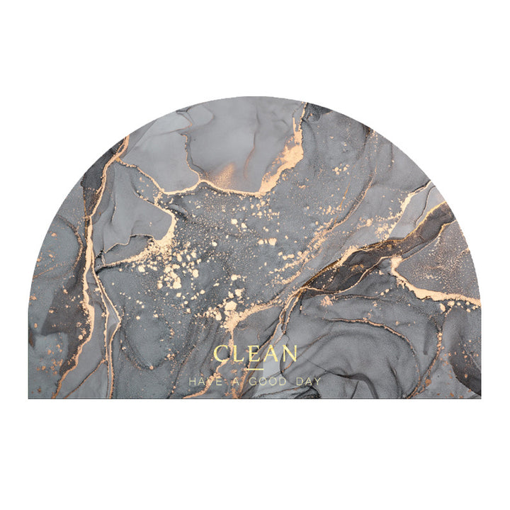 Half-Moon Marble-Pattern Bath Mat