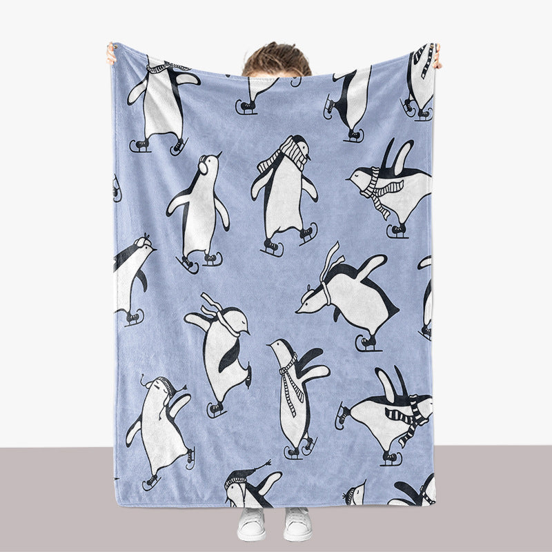Penguin-Themed Plush Throw Blanket