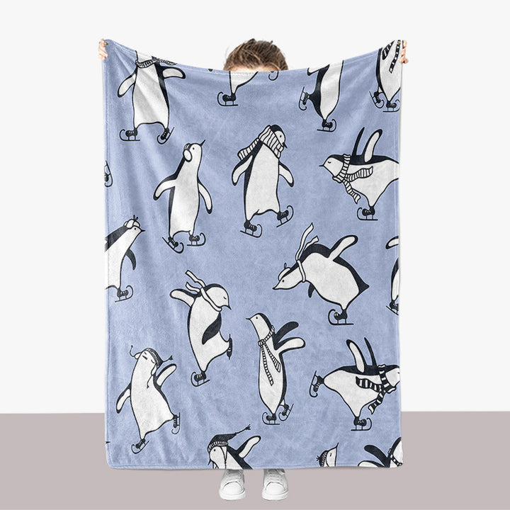 Penguin-Themed Plush Throw Blanket